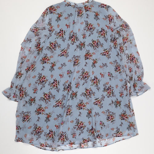 Limited Edition Womens Blue Floral Polyester A-Line Size 10 Round Neck Tie