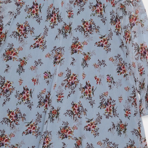 Limited Edition Womens Blue Floral Polyester A-Line Size 10 Round Neck Tie