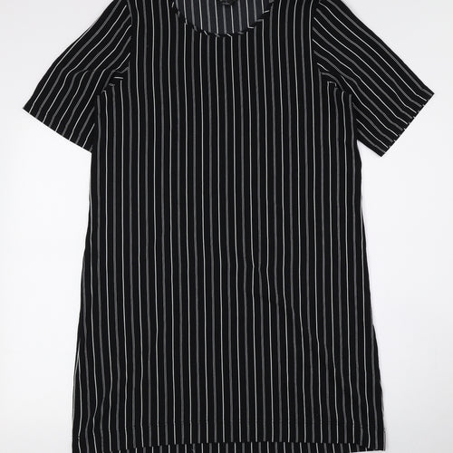 Monki Womens Black Striped Polyester T-Shirt Dress Size S Round Neck Pullover