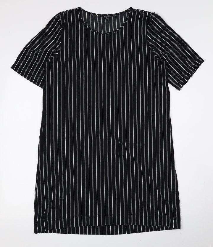 Monki Womens Black Striped Polyester T-Shirt Dress Size S Round Neck Pullover