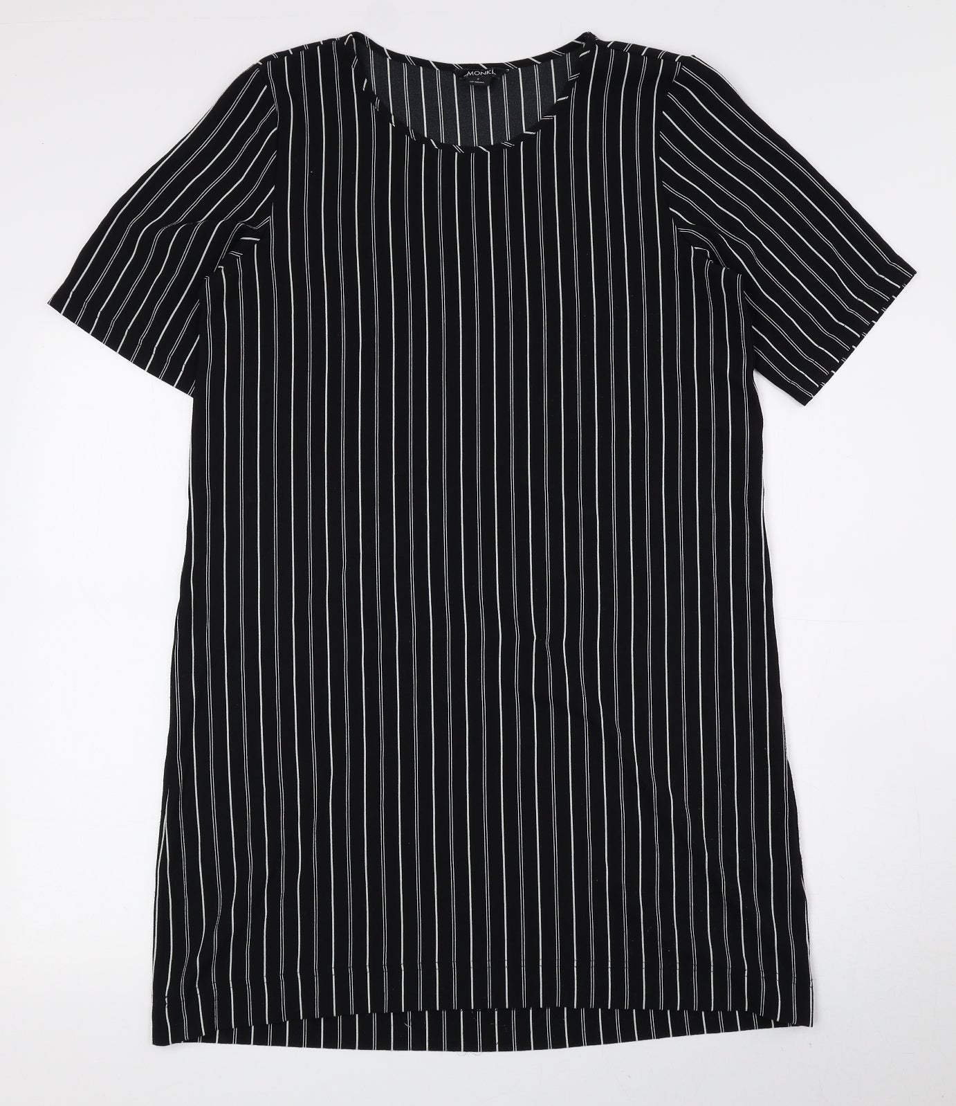 Monki Womens Black Striped Polyester T-Shirt Dress Size S Round Neck Pullover