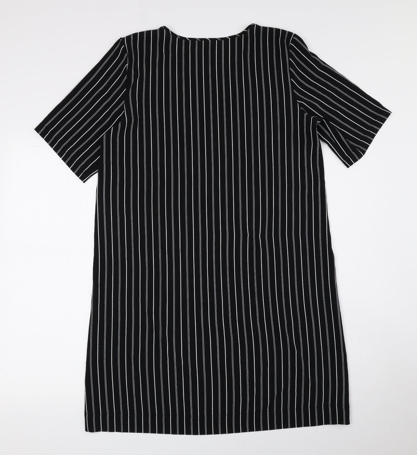 Monki Womens Black Striped Polyester T-Shirt Dress Size S Round Neck Pullover