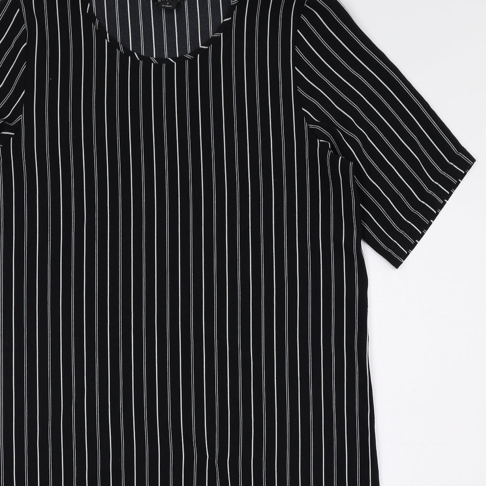Monki Womens Black Striped Polyester T-Shirt Dress Size S Round Neck Pullover