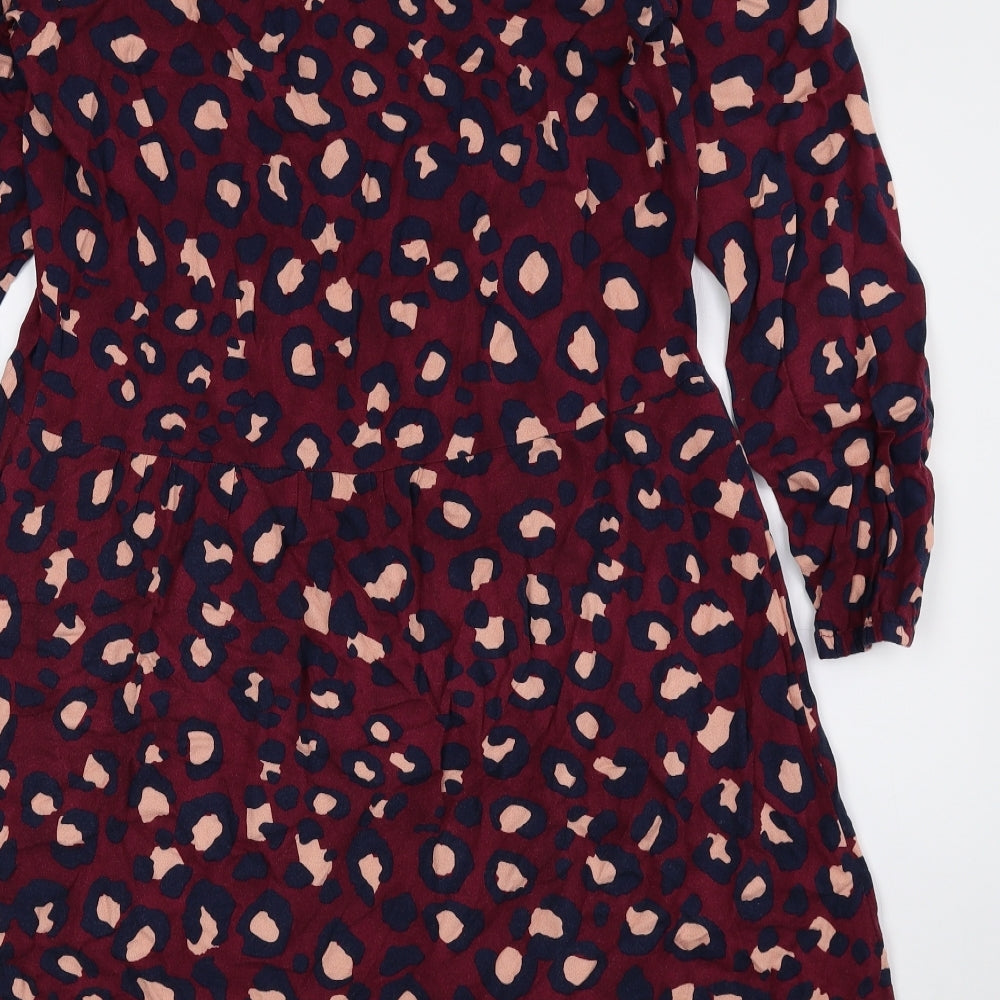 EDC Womens Multicoloured Animal Print Viscose Shirt Dress Size 8 Collared Button