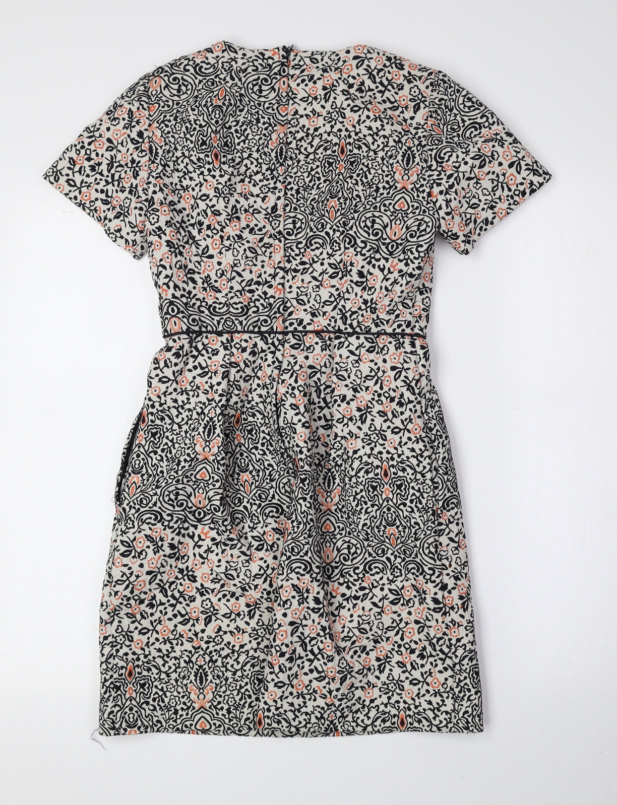H&M Womens Multicoloured Floral Polyester A-Line Size 6 Round Neck Zip