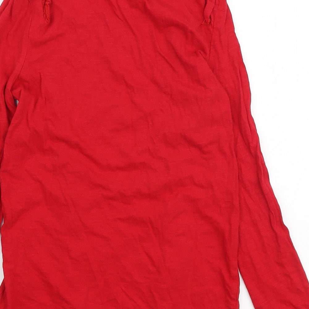 Mothercare Girls Red Cotton Basic T-Shirt Size 9-10 Years Round Neck Pullover