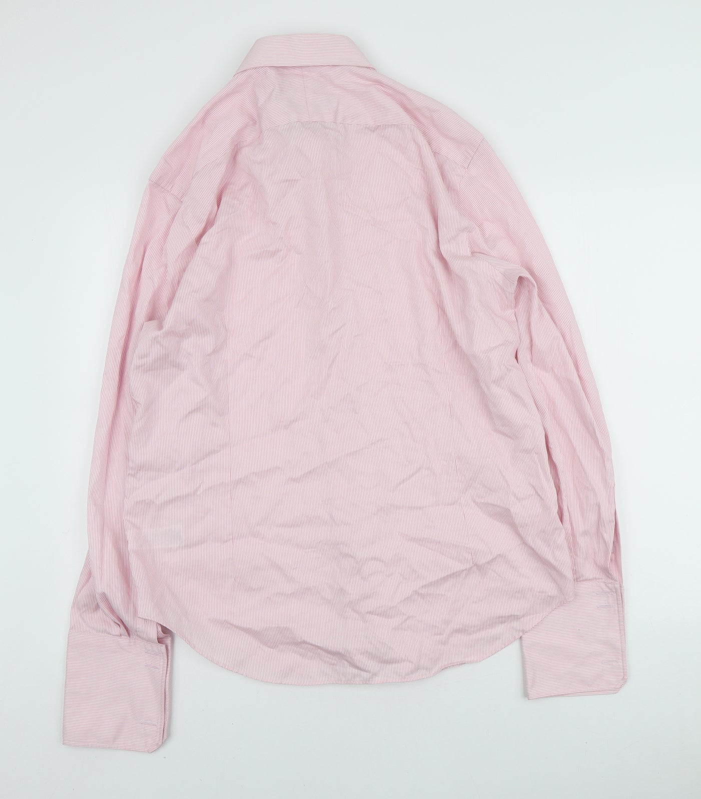 Jeff Banks Mens Pink Striped Cotton Dress Shirt Size 16.5 Collared Button - 16.5 inch collar