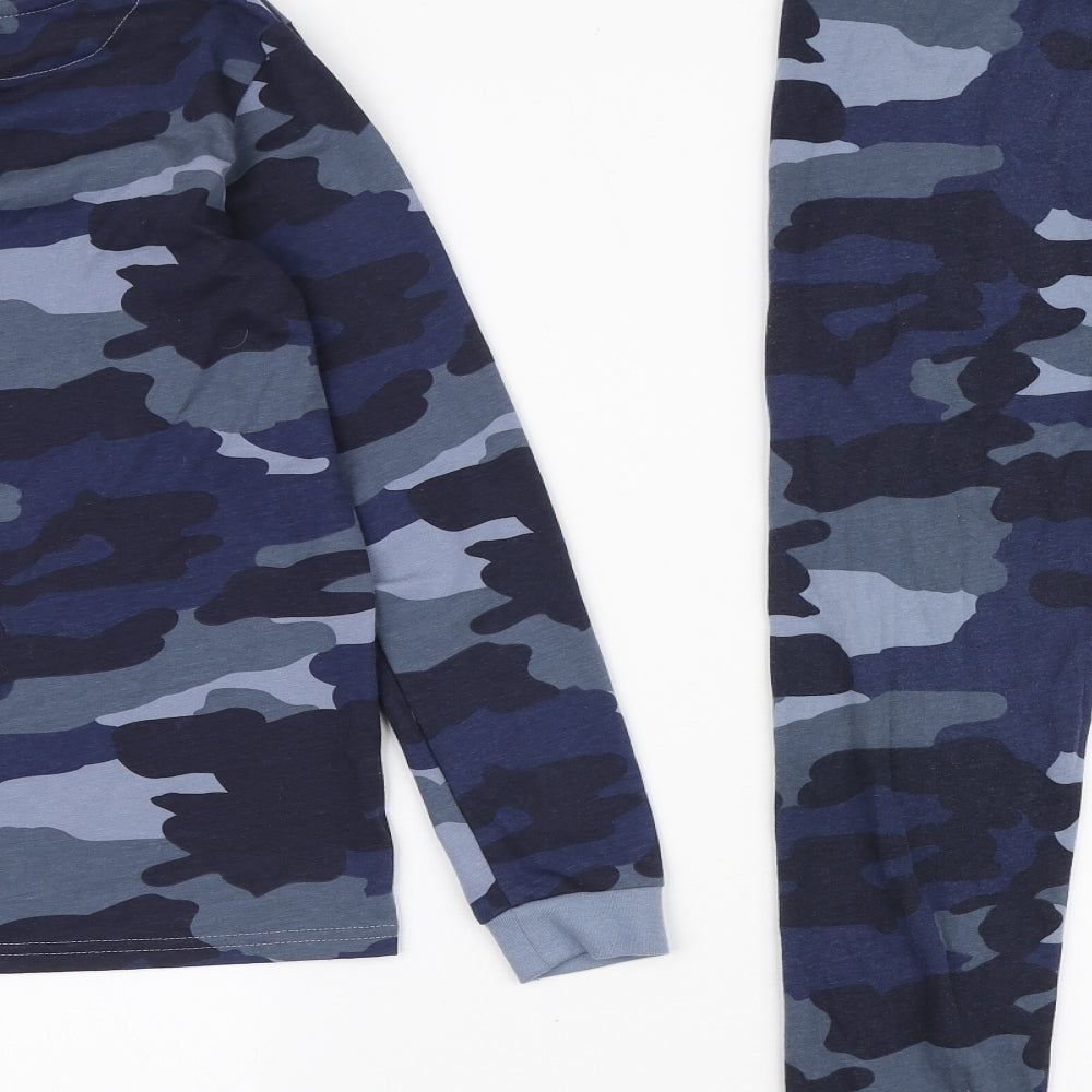 Marks and Spencer Boys Blue Camouflage Cotton Pyjama Set Size 9-10 Years Pullover