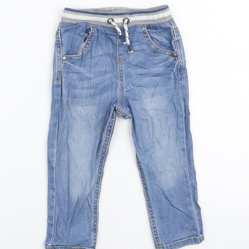 F&F Boys Blue Cotton Jogger Jeans Size 12-18 Months Drawstring