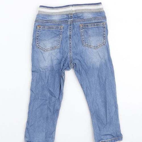 F&F Boys Blue Cotton Jogger Jeans Size 12-18 Months Drawstring