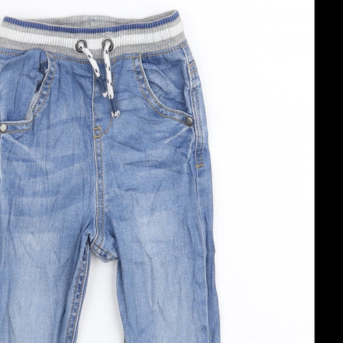 F&F Boys Blue Cotton Jogger Jeans Size 12-18 Months Drawstring