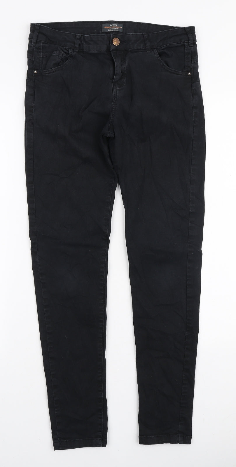 Bershka Womens Black Cotton Skinny Jeans Size 10 L27 in Regular Zip