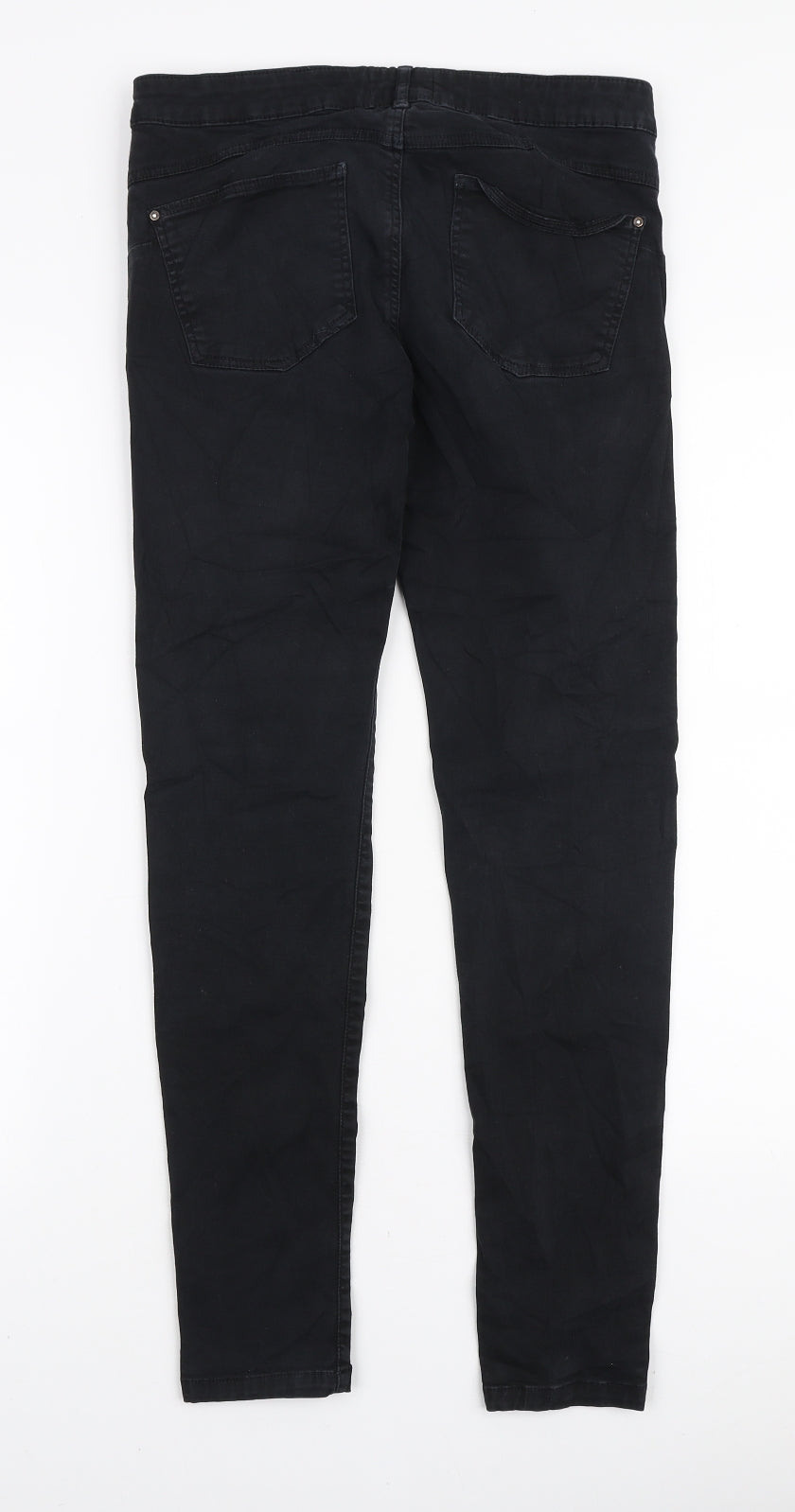 Bershka Womens Black Cotton Skinny Jeans Size 10 L27 in Regular Zip