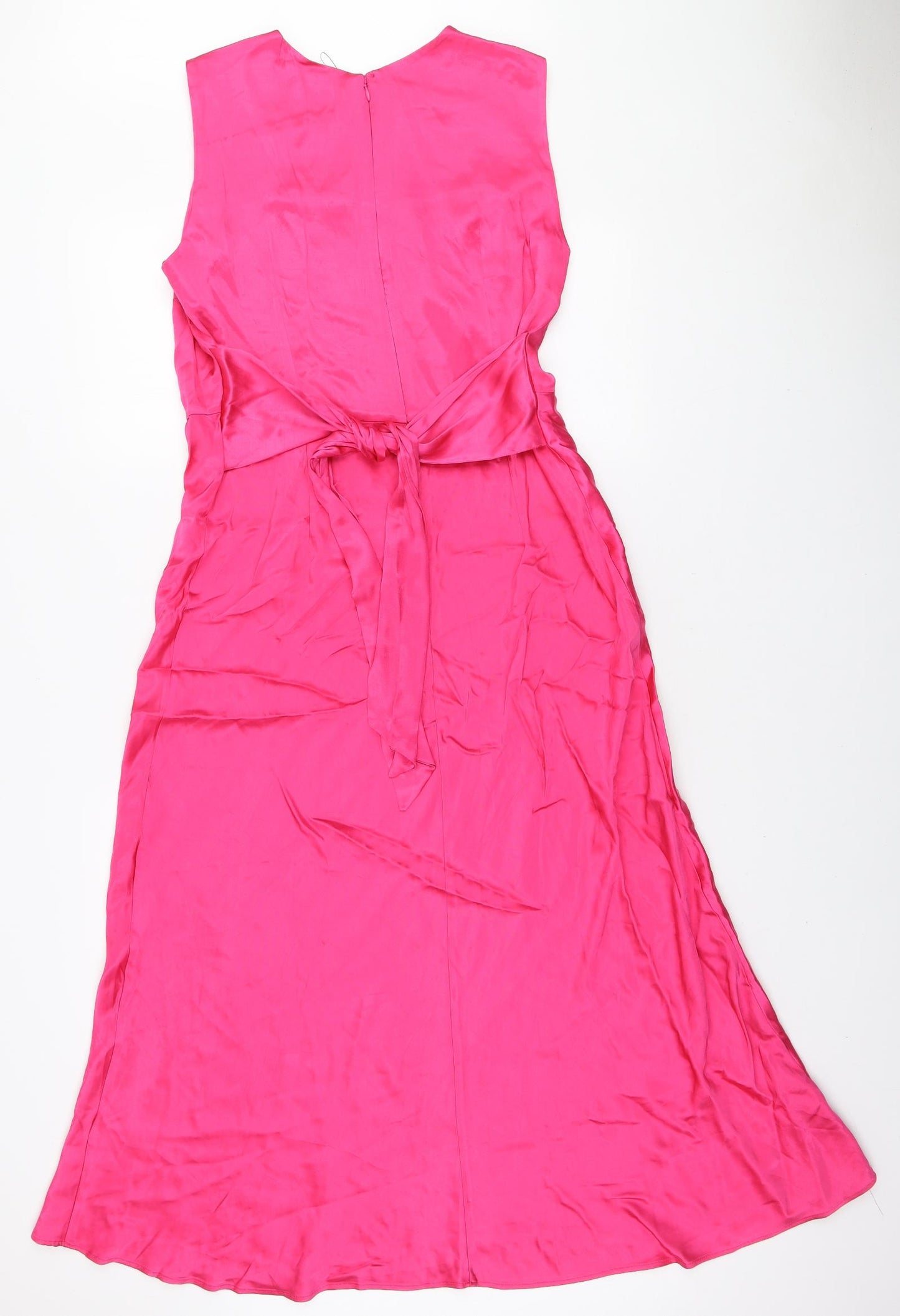 Marks and Spencer Womens Pink Viscose A-Line Size 12 Round Neck Zip