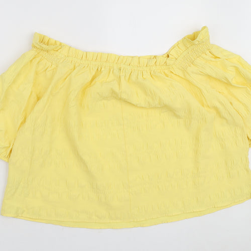 George Womens Yellow Polyester Basic Blouse Size 18 Off the Shoulder