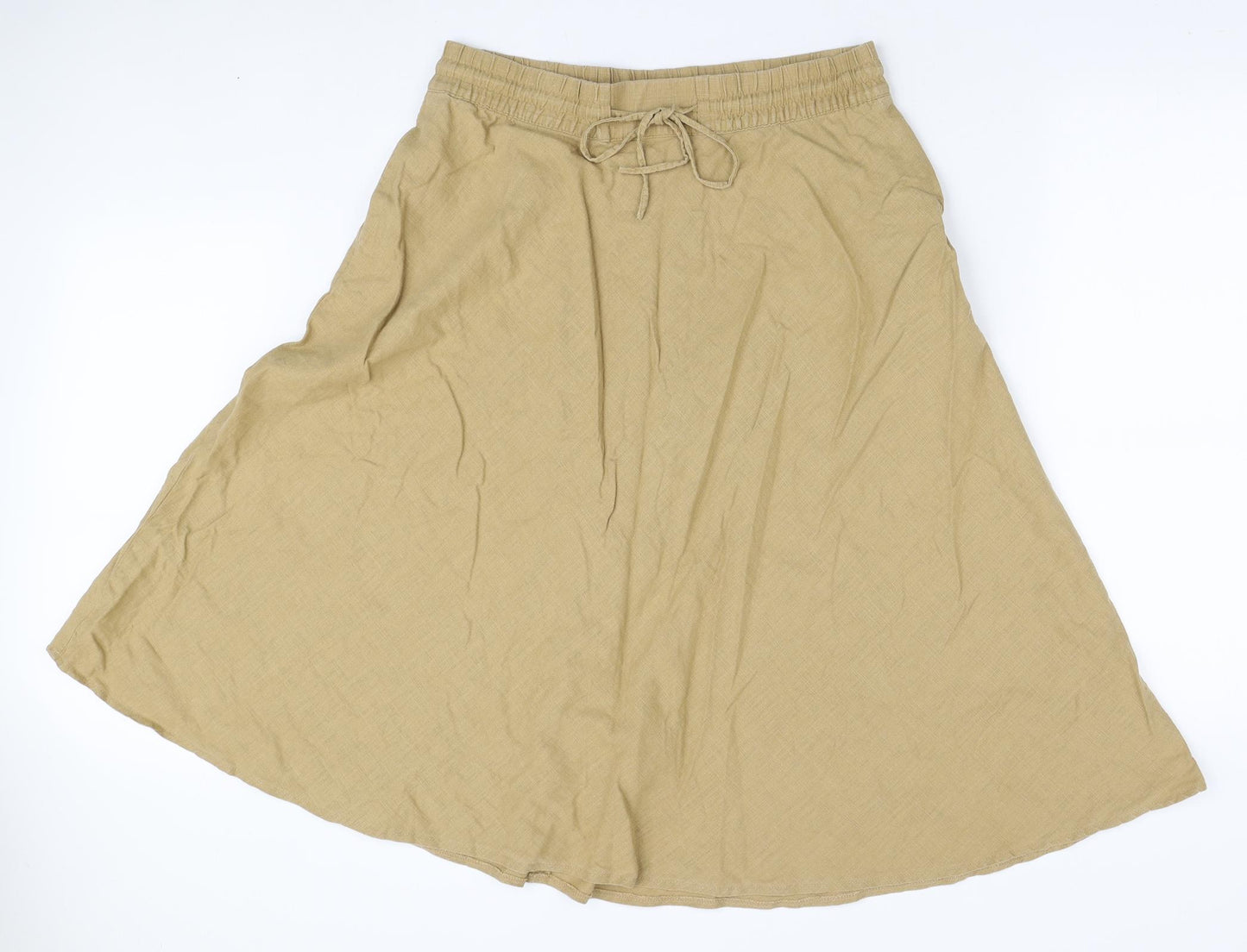 Marks and Spencer Womens Brown Viscose A-Line Skirt Size 14 Drawstring