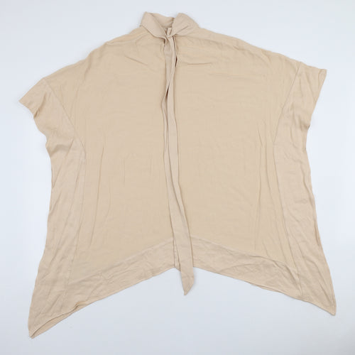 H&M Womens Beige Viscose Tunic Blouse Size XS High Neck