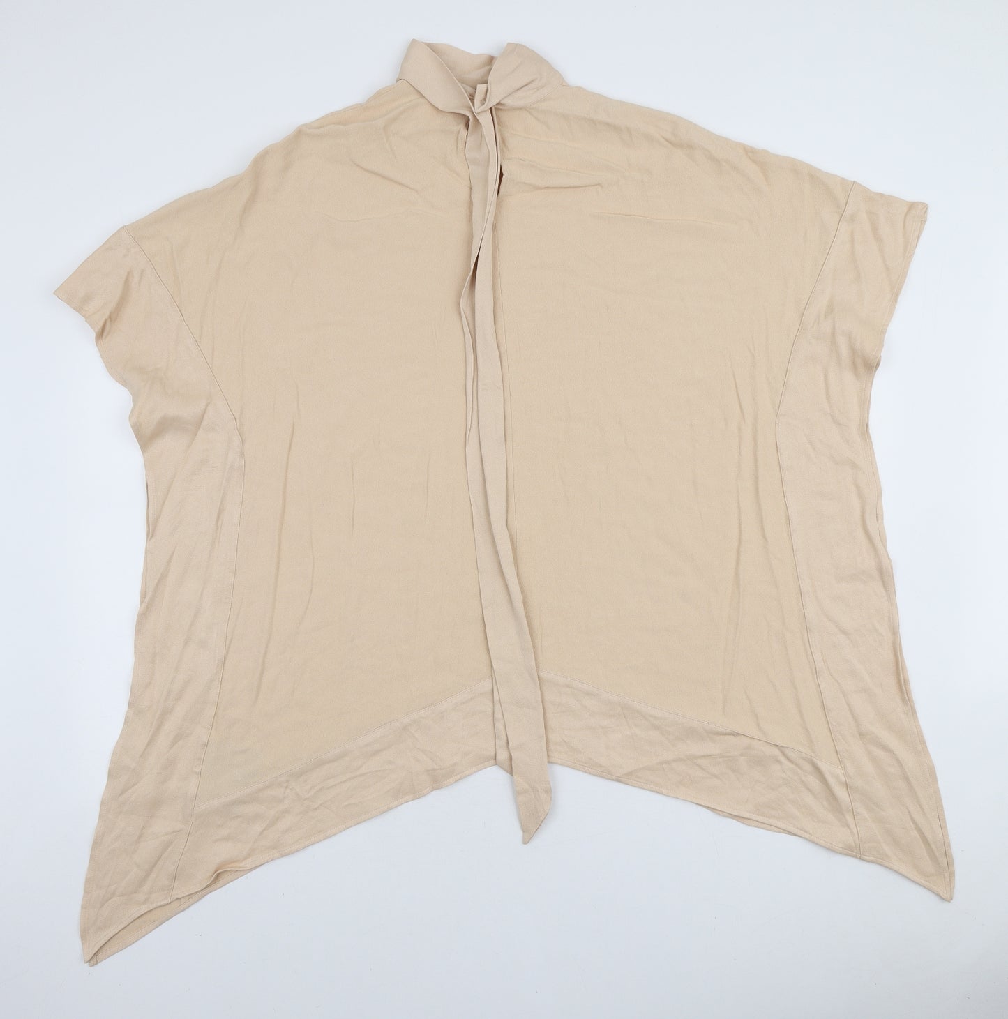 H&M Womens Beige Viscose Tunic Blouse Size XS High Neck