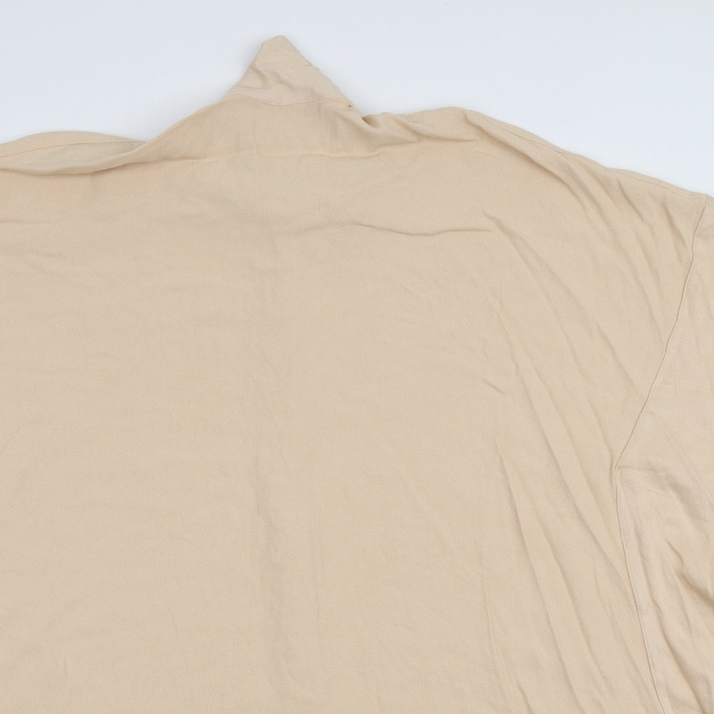 H&M Womens Beige Viscose Tunic Blouse Size XS High Neck