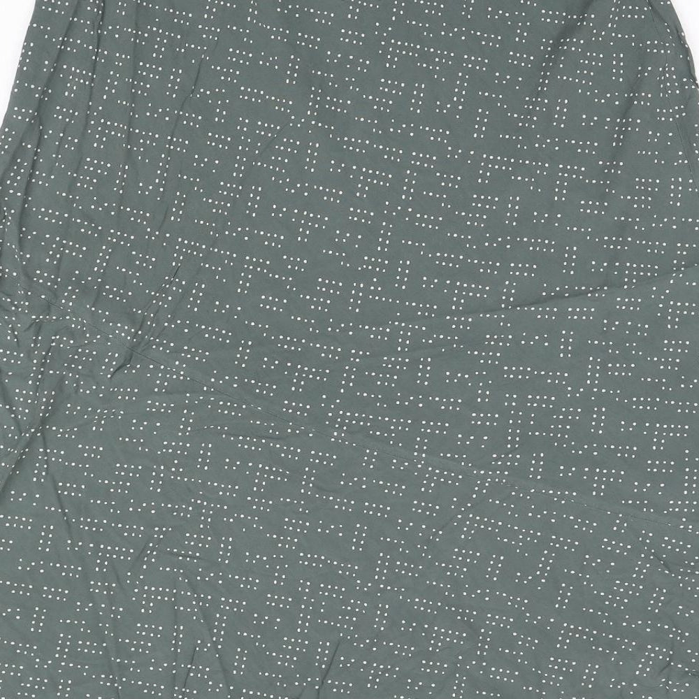 Marks and Spencer Womens Green Geometric Viscose A-Line Skirt Size 12 Drawstring