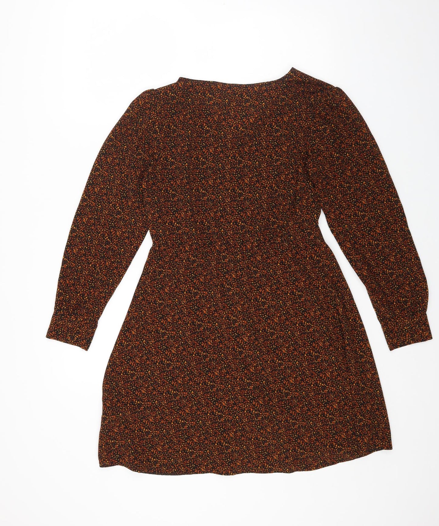 Papaya Womens Multicoloured Geometric Polyester Fit & Flare Size 10 V-Neck Button