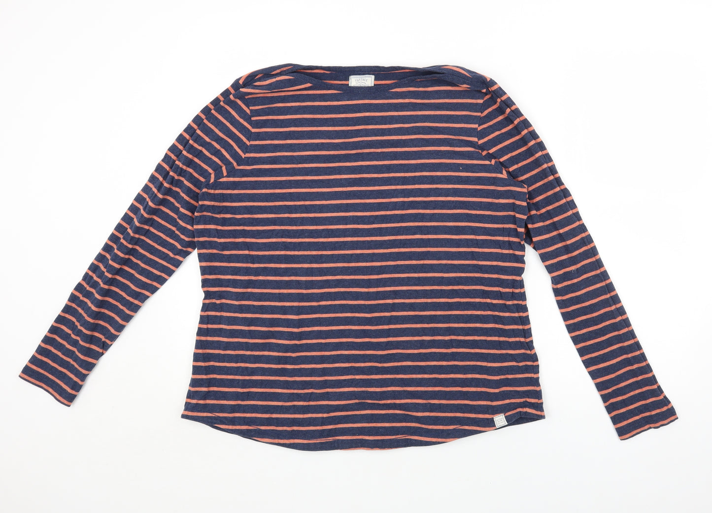 Fat Face Womens Blue Striped Cotton Basic T-Shirt Size 16 Round Neck