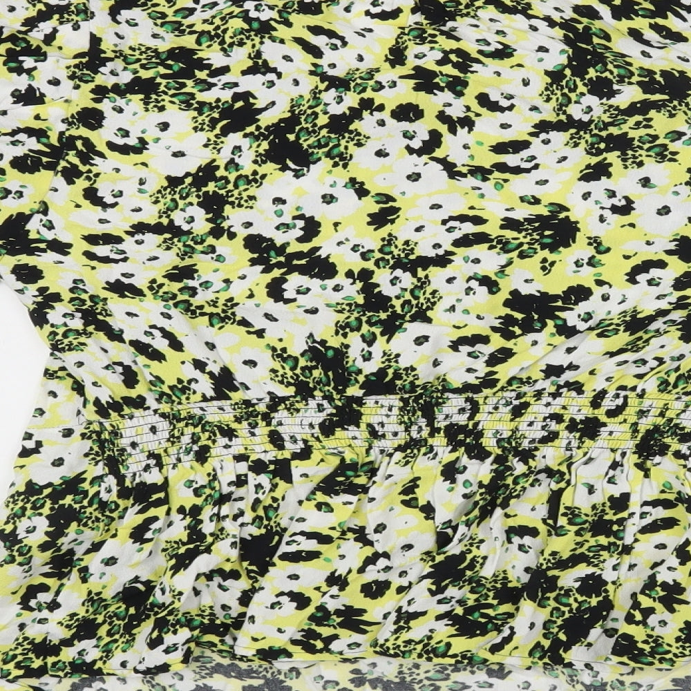 Marks and Spencer Womens Multicoloured Floral Viscose Basic Button-Up Size 6 Round Neck