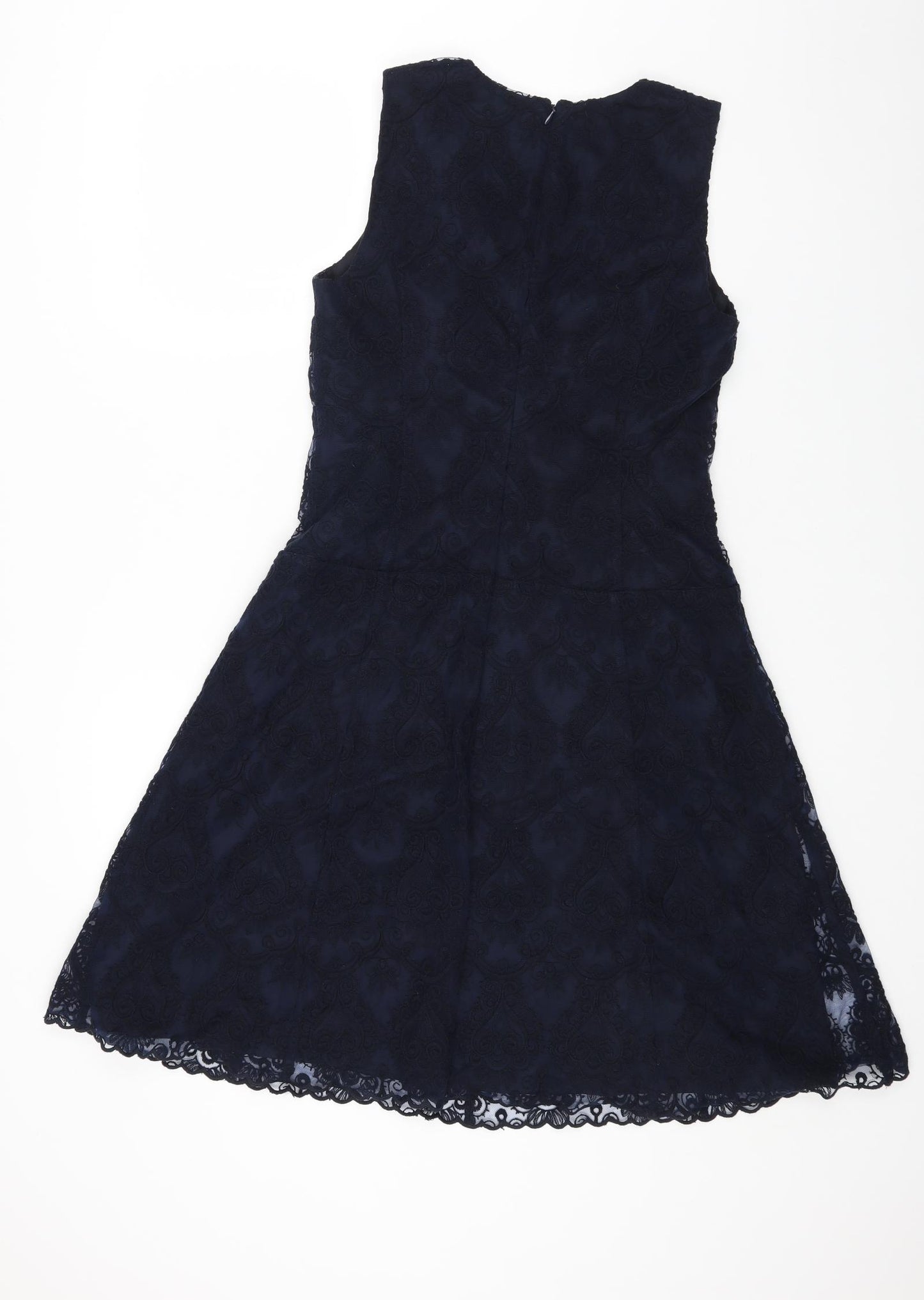 NEXT Womens Blue Cotton Fit & Flare Size 12 V-Neck Zip