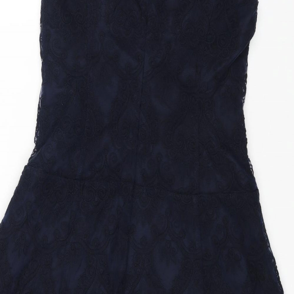 NEXT Womens Blue Cotton Fit & Flare Size 12 V-Neck Zip