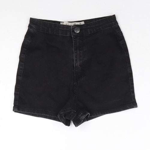 Primark Womens Black Cotton Hot Pants Shorts Size 8 L3 in Regular Zip