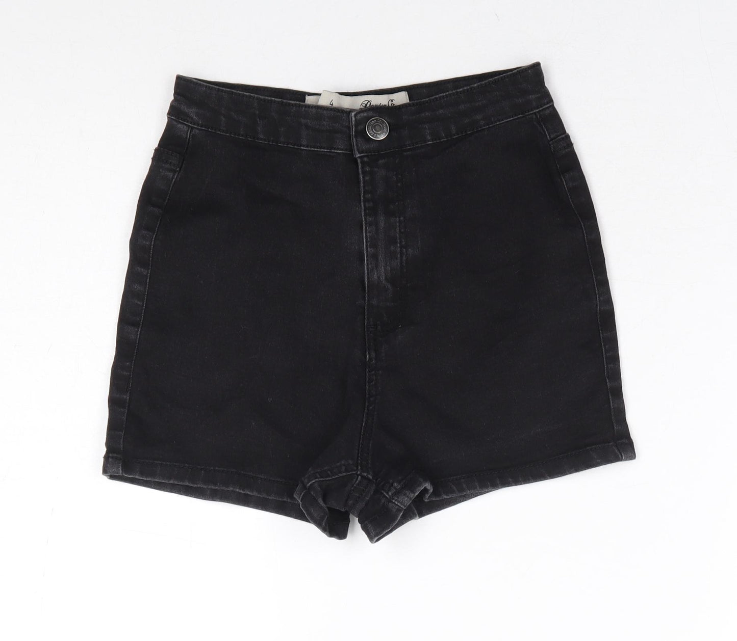 Primark Womens Black Cotton Hot Pants Shorts Size 8 L3 in Regular Zip