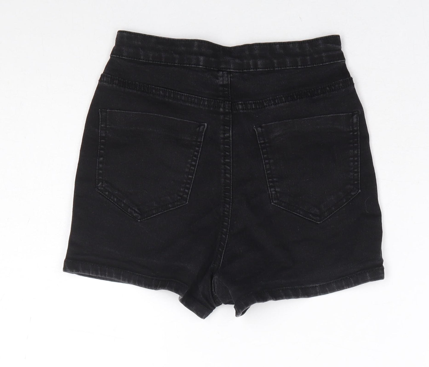 Primark Womens Black Cotton Hot Pants Shorts Size 8 L3 in Regular Zip