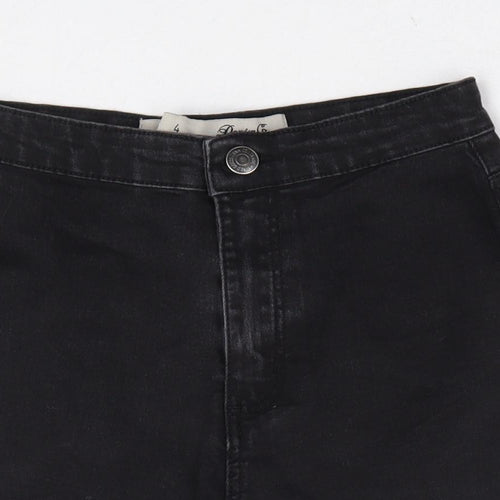 Primark Womens Black Cotton Hot Pants Shorts Size 8 L3 in Regular Zip