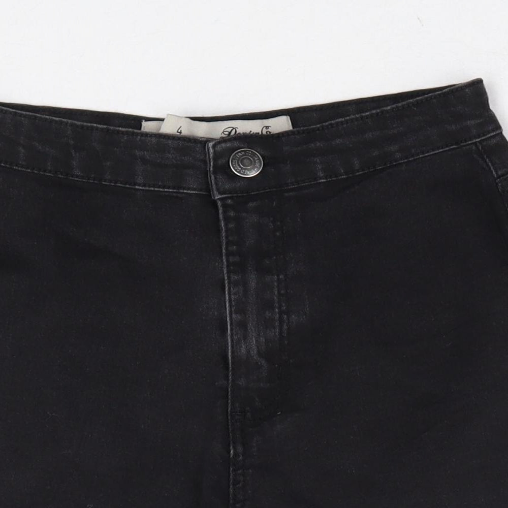 Primark Womens Black Cotton Hot Pants Shorts Size 8 L3 in Regular Zip