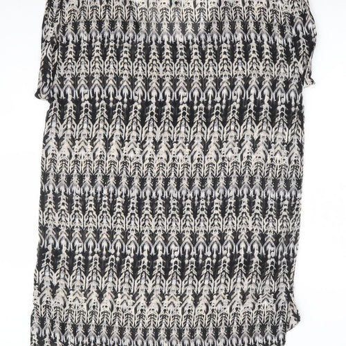 H&M Womens Black Geometric Polyester Shift Size 10 Scoop Neck Pullover