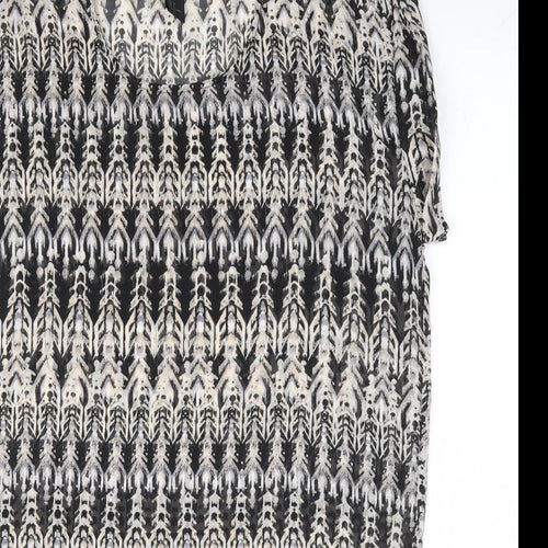 H&M Womens Black Geometric Polyester Shift Size 10 Scoop Neck Pullover