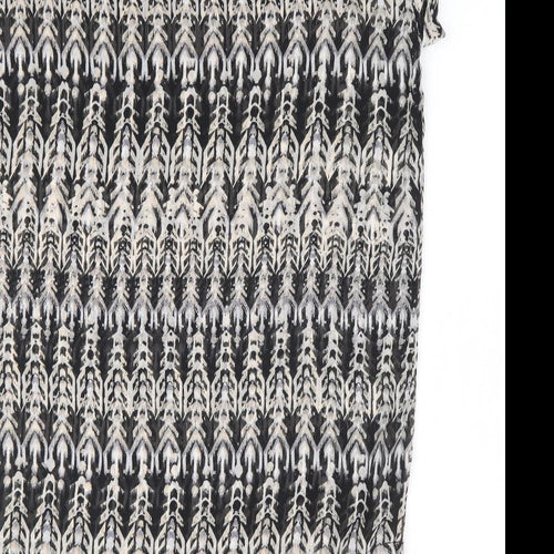 H&M Womens Black Geometric Polyester Shift Size 10 Scoop Neck Pullover