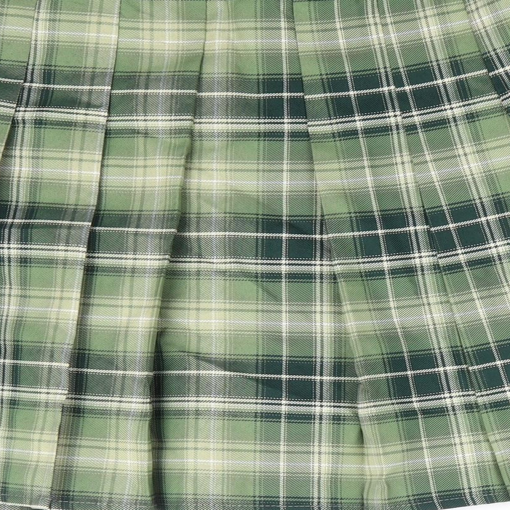 SheIn Womens Green Plaid Polyester Mini Skirt Size XS Zip
