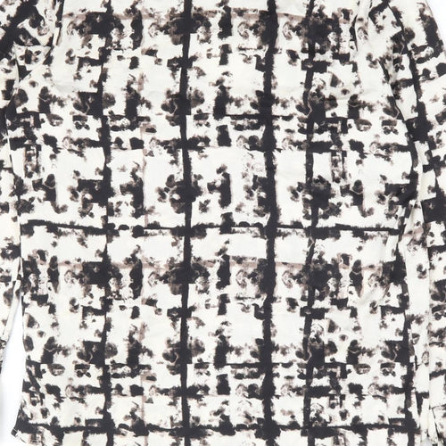 NEXT Womens Beige Geometric Polyester Wrap Blouse Size 6 V-Neck - Faux Wrap Pussy Bow Neck