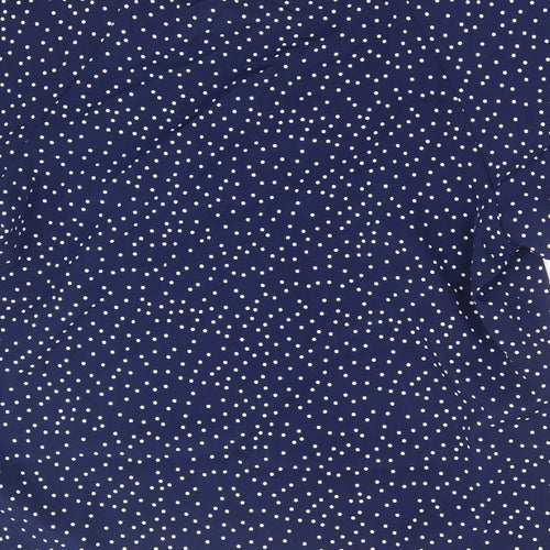 SheIn Womens Blue Polka Dot Polyester Basic T-Shirt Size L Round Neck - Angel Sleeve