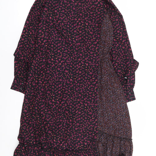 Juicy Judy Womens Purple Animal Print Polyester A-Line Size 4 Mock Neck Zip - Print Clash