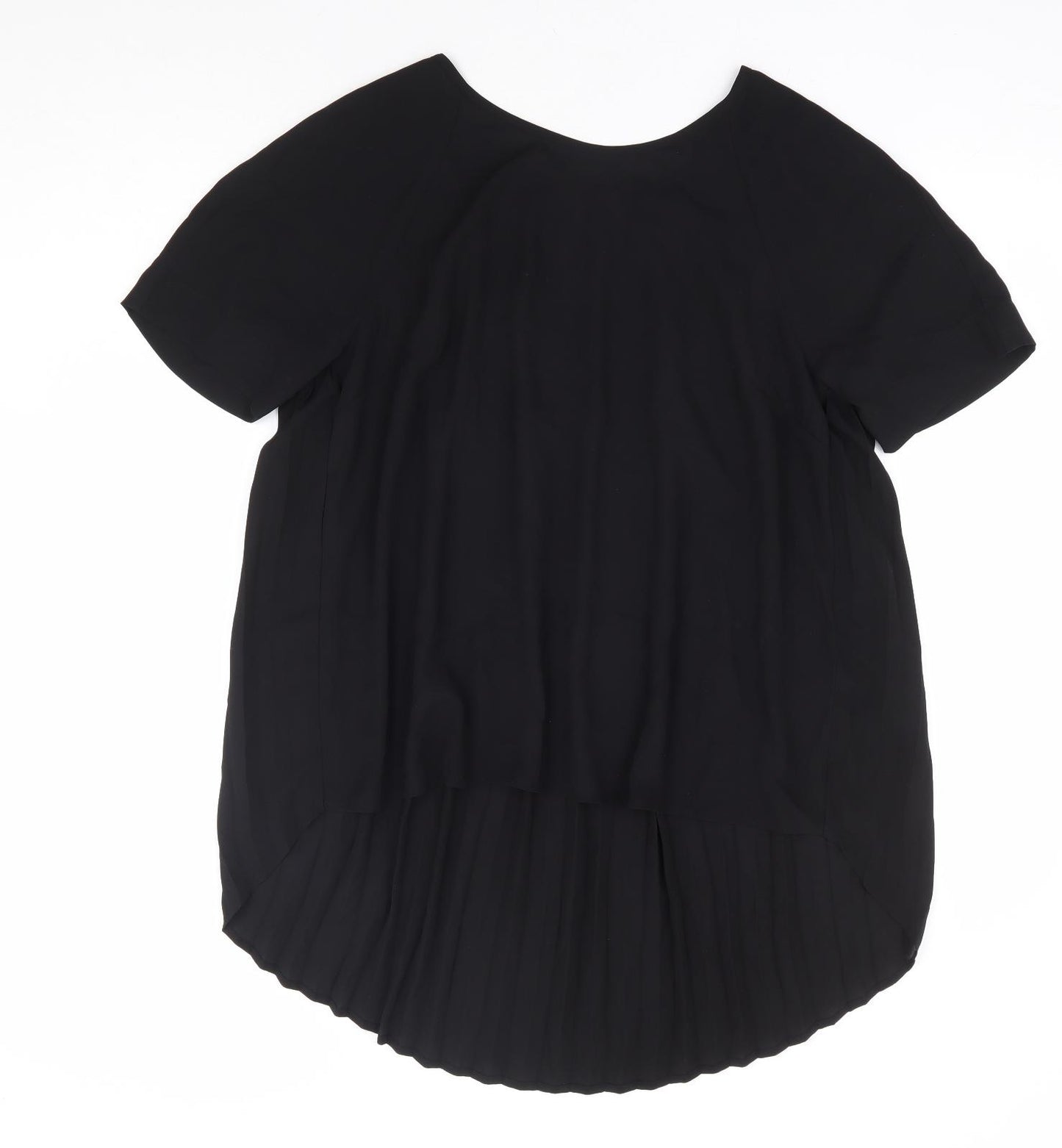 Papaya Womens Black Polyester Basic Blouse Size 12 Round Neck