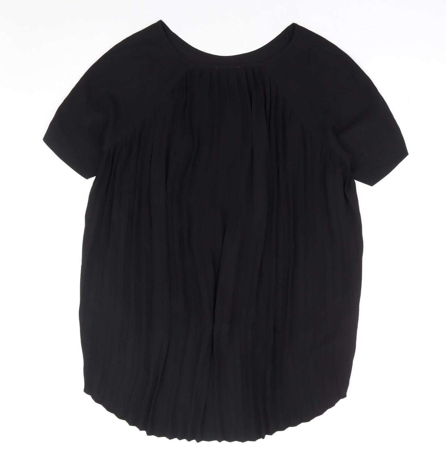 Papaya Womens Black Polyester Basic Blouse Size 12 Round Neck