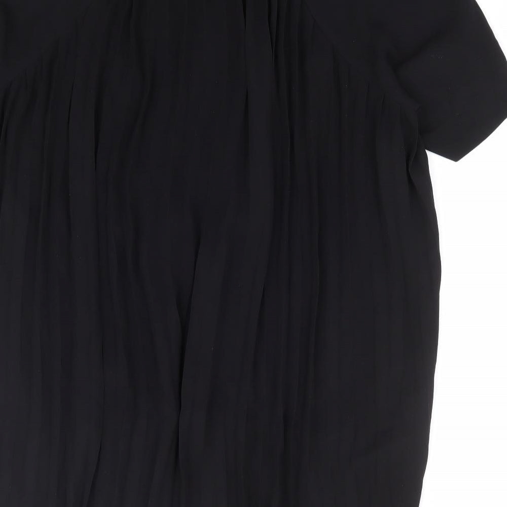 Papaya Womens Black Polyester Basic Blouse Size 12 Round Neck