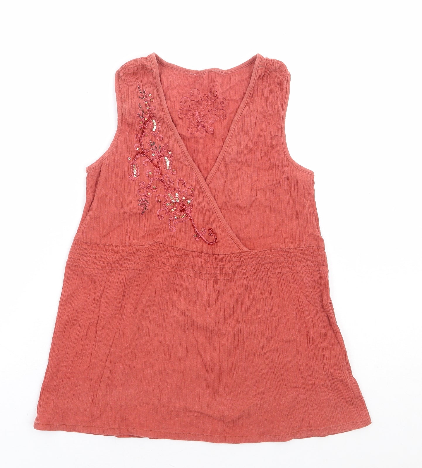 New Look Womens Red 100% Cotton Basic Tank Size 12 V-Neck