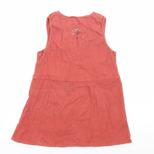 New Look Womens Red 100% Cotton Basic Tank Size 12 V-Neck