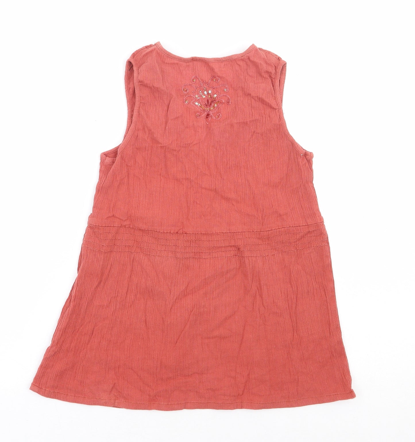 New Look Womens Red 100% Cotton Basic Tank Size 12 V-Neck