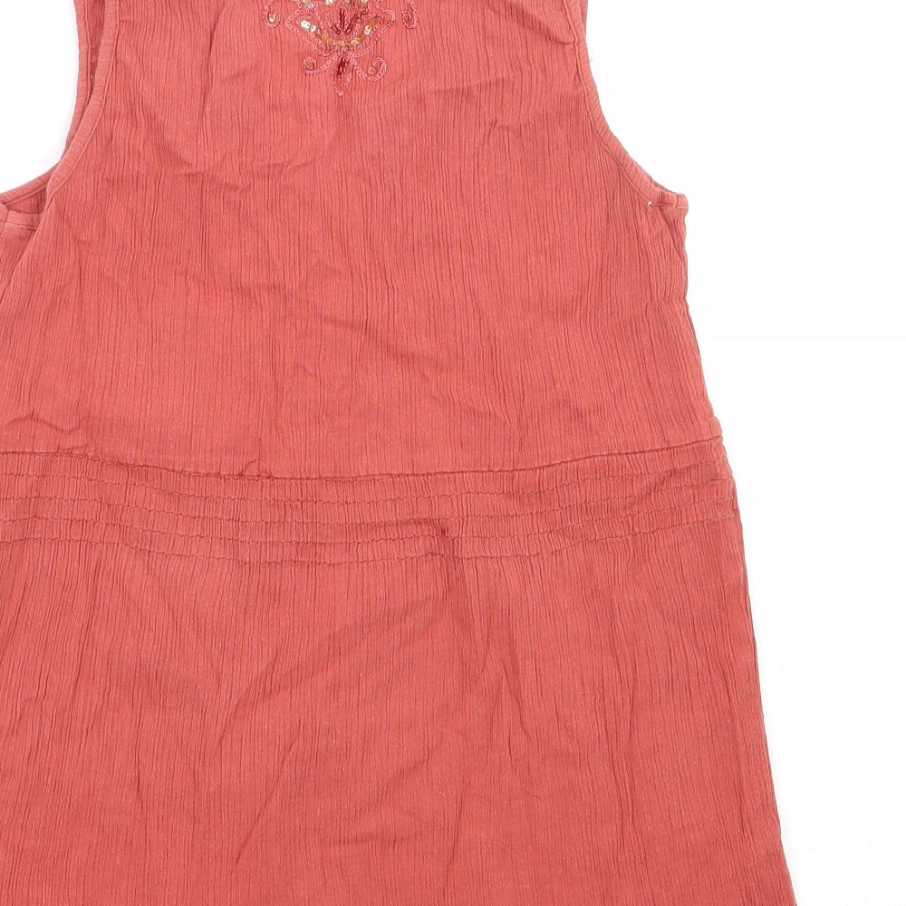 New Look Womens Red 100% Cotton Basic Tank Size 12 V-Neck