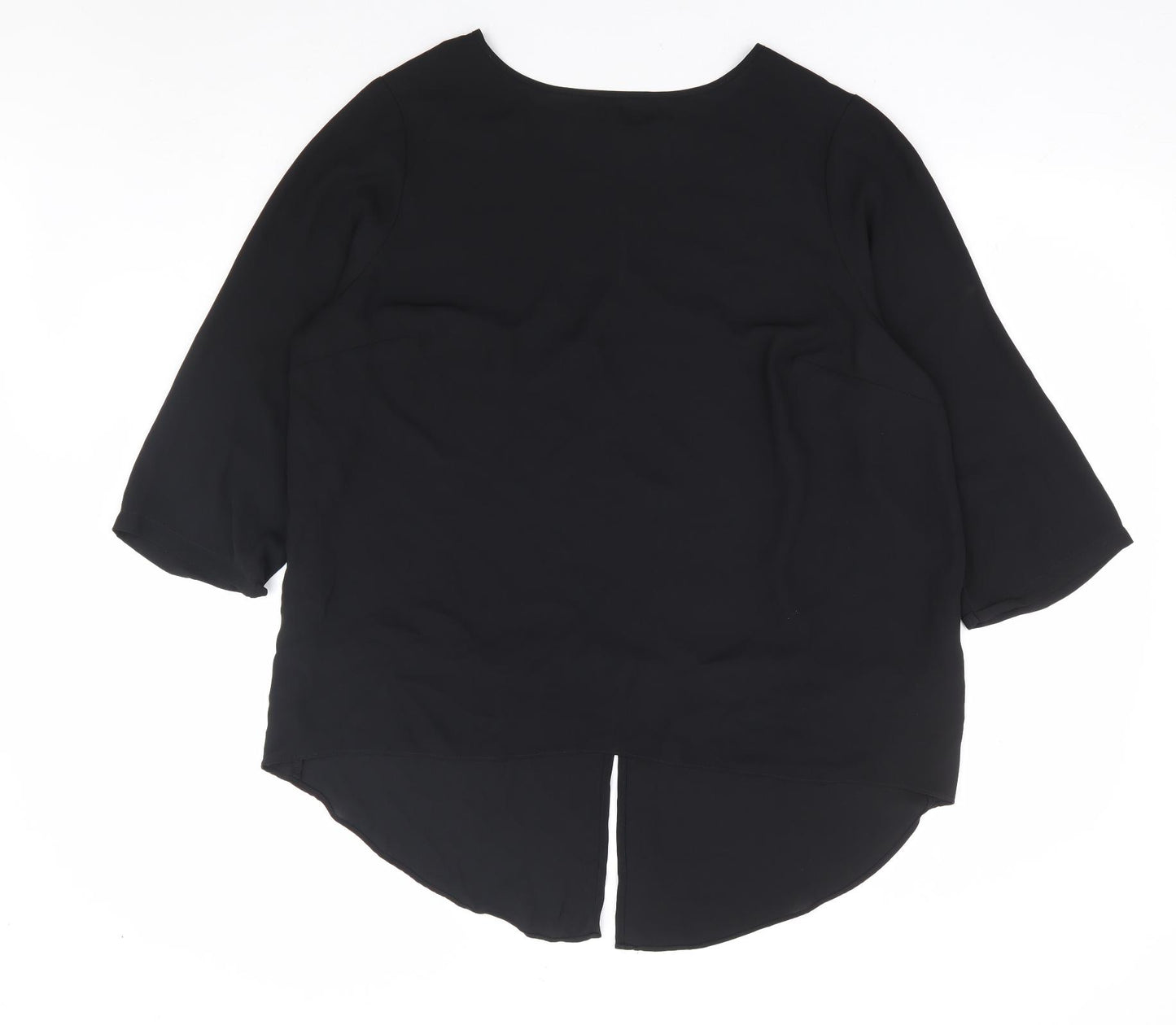 Papaya Womens Black Polyester Basic Blouse Size 18 Round Neck