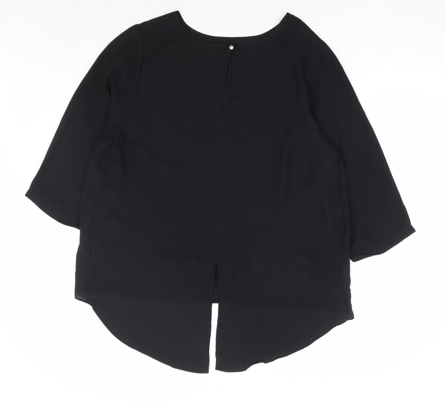 Papaya Womens Black Polyester Basic Blouse Size 18 Round Neck
